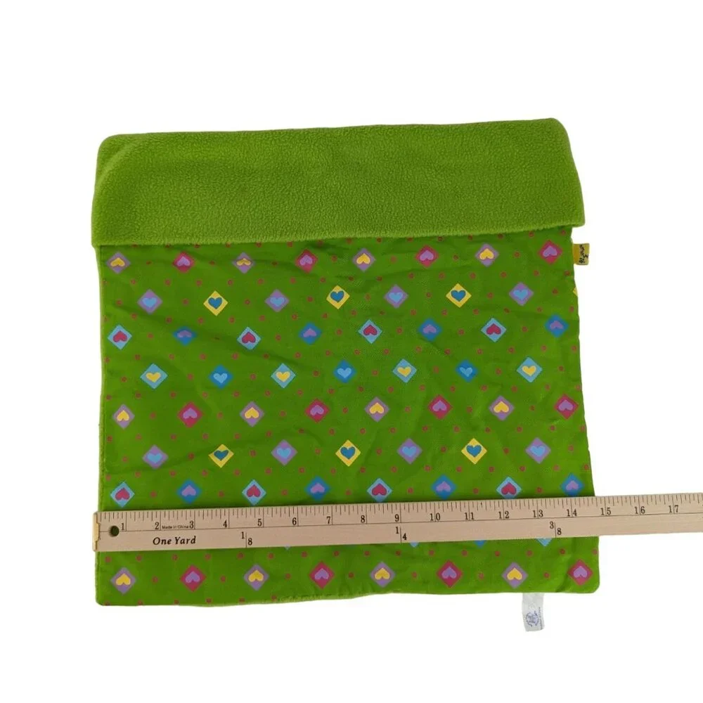 Build A Bear Green Blanket & Pillow Bedding Pink Polka‎ Dot Hearts Fleece BABW